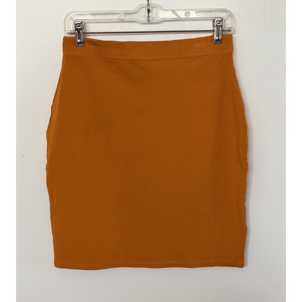 Vintage 90s The Limited Marigold Orange Rayon Knit Stretch Pencil Skirt Large